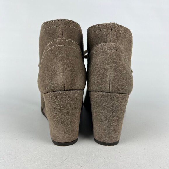 Lucky Brand Womens Seleste Suede Lace Up Wedge Bootie Taupe Beige size 8 - Picture 4 of 16